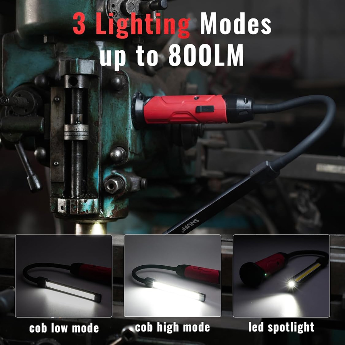 Flexible Under Hood Work Light Magnetic Base LED Work Light Rechargeable Auto Mechanic Work Light Bright Inspection
