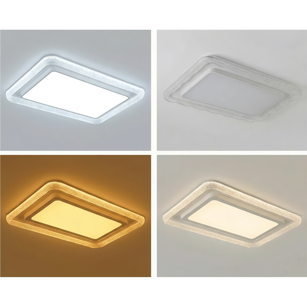 Minimalist Decorative LED Lighting Frosted Sand Texture Frame Rectangular Ceiling Lamp For Apartment Dining Room Bright Fixture