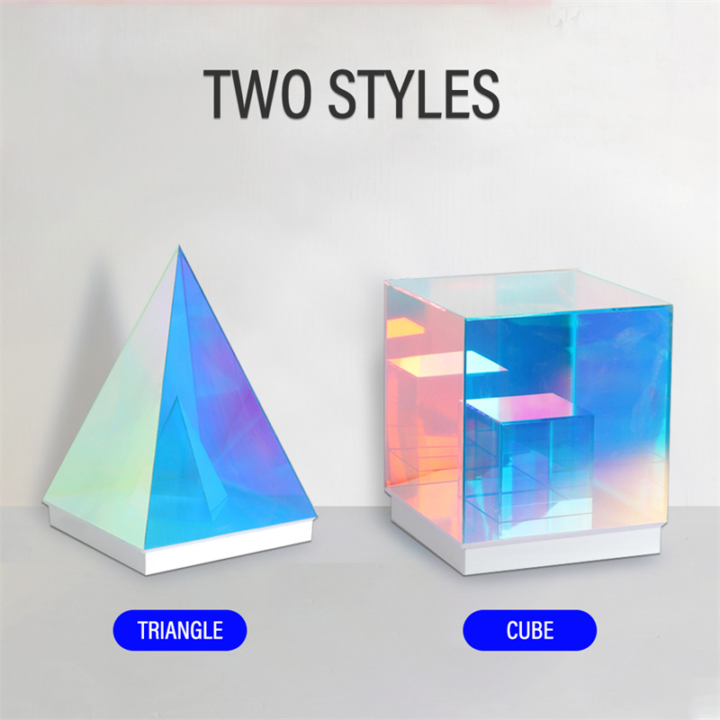 LED Pyramid Night Light Acrylic RGB Decorative Desk Lamp with Remote Control Game Room Bedroom Bedside Creative Decorative Lighting