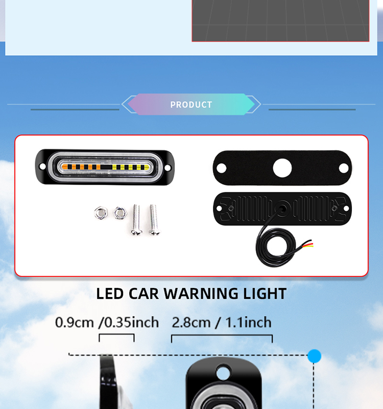 New LED Side Marker Light Ultra-thin Light 10LED Truck Side Grid Light 12-24V Car Strobe Lamp Yellow Blue Red