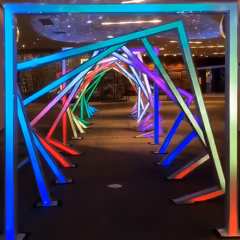 RGB DMX 512 Control System IP65 Waterproof Interactive Christmas Halloween Light Decorative 3D Tunnel Motif Light Arch Stainless