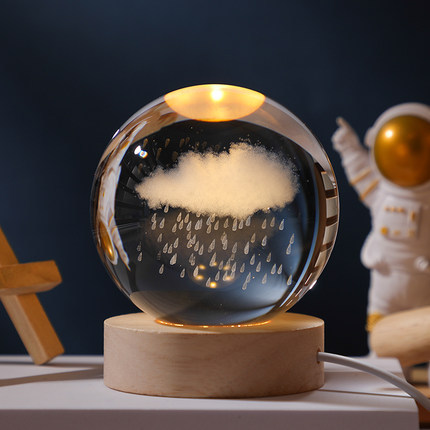 Large 60mm 3D Galaxy Sphere Ball Night Lamp Custom Laser Engraved LED Light With Wooden Base Carved Crafted Luxury Home Decor