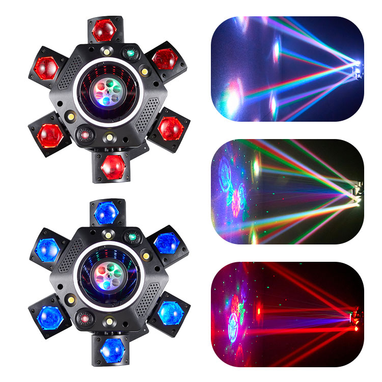 Hexagonal Kaleidoscope LED RGBW Four-Color Ultra Smooth Dimming Moving Head Lights PVC IP33 Stage Lighting