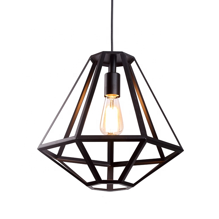 Rustic Retro Iron Dining Geometric Polygon Loft Pendant Light