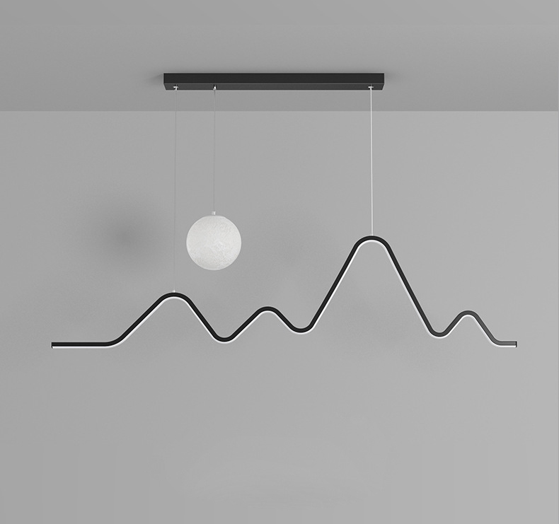 Modern Geometric LED Dimmable Pendant Light Ball Curve Metal Pendent Lamp Simple Restaurant Bar Decoration Ceiling Hanging Light