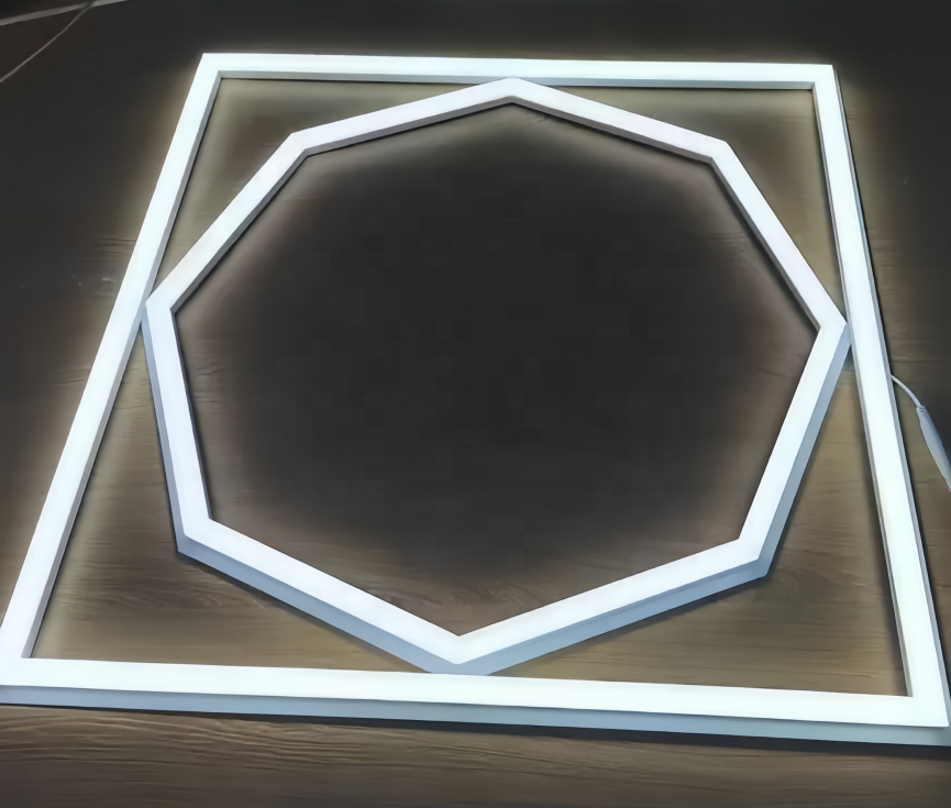 Factory Price LED Octagon Frame Panel Light 600x600mm Aluminum Industrial Recessed Suspended Square Ceiling Light for Home