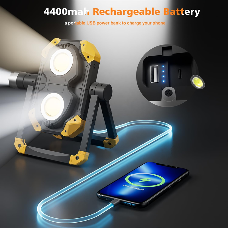 Rechargeable LED Work Light,Magnetic, 5 Modes, 360 Rotatable &amp; Foldable, Waterproof for Garage, Job Site, Camping, Car Repairing