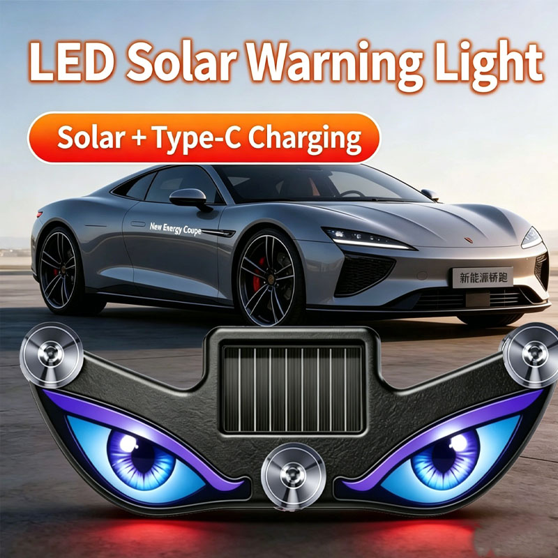 Cross-border Auto LED Solar Devil Eye Light, Triangle Window Decor Ambient Light, Breath Light, No Wiring Required