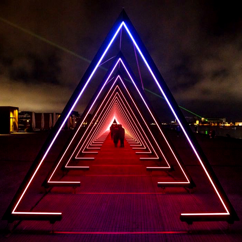 RGB DMX 512 Control System IP65 Waterproof Interactive Christmas Halloween Light Decorative 3D Tunnel Motif Light Arch Stainless