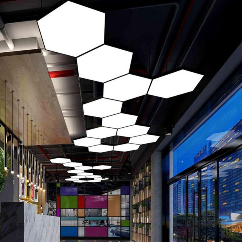 Hollow Style Hexagon Shape Pendant Led Luminaire Light For Projects For Work Shop Office