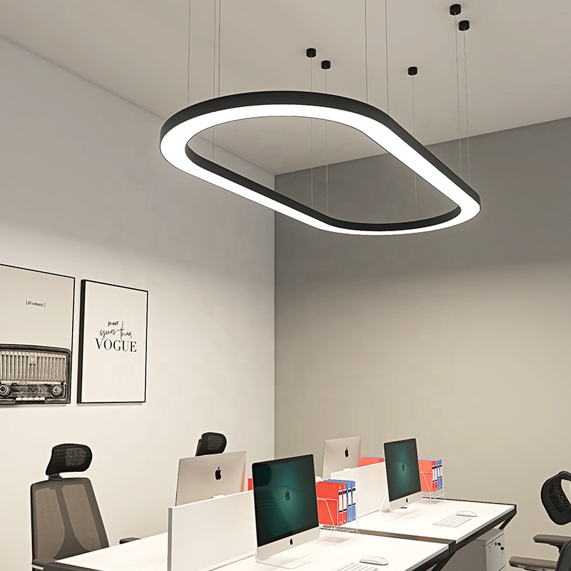 Modern LED Oval Ring Pendant Lamp Circle Ceiling Hanging Chandelier For Living Dining Room Home Lighting Fixture