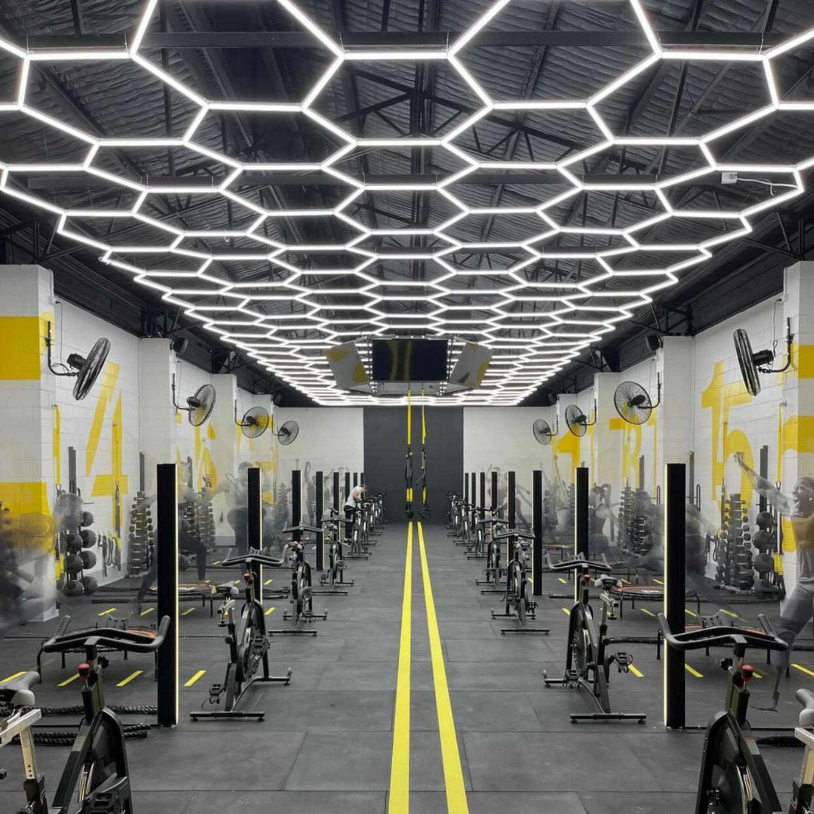 Dengbei Wang 14 Grid LED Lights Hexagon Honeycomb Car Detailing Ceiling Lights for Garage and Workshop
