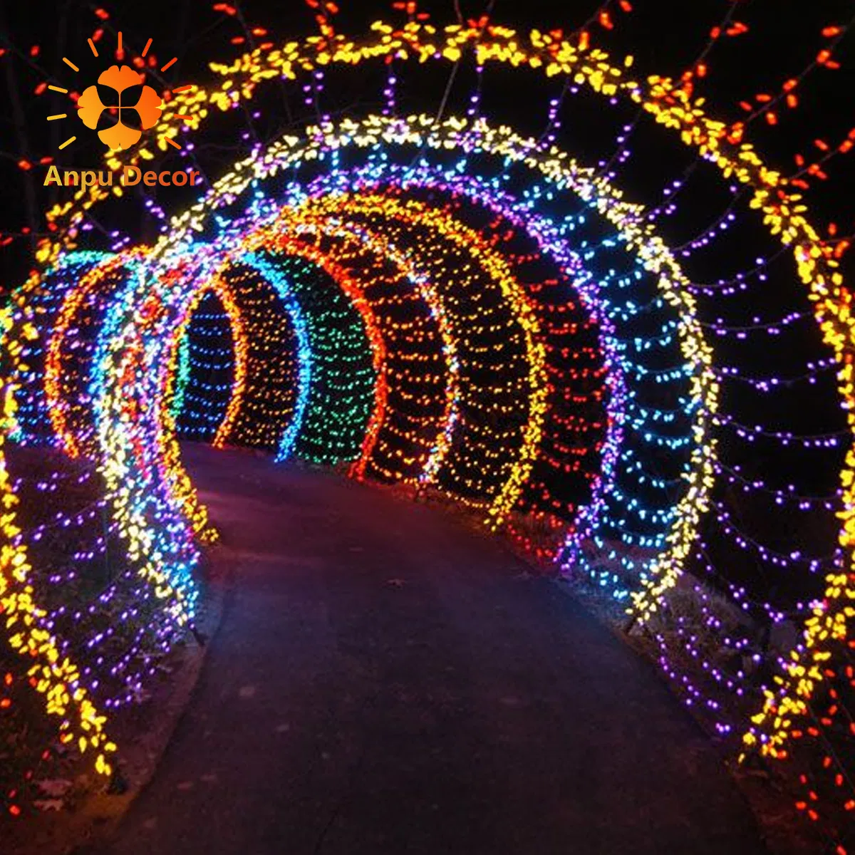 Outdoor 3D Light Tunnel Caterpillar Christmas Light Driveway for Commercial Winter Garden Light Show