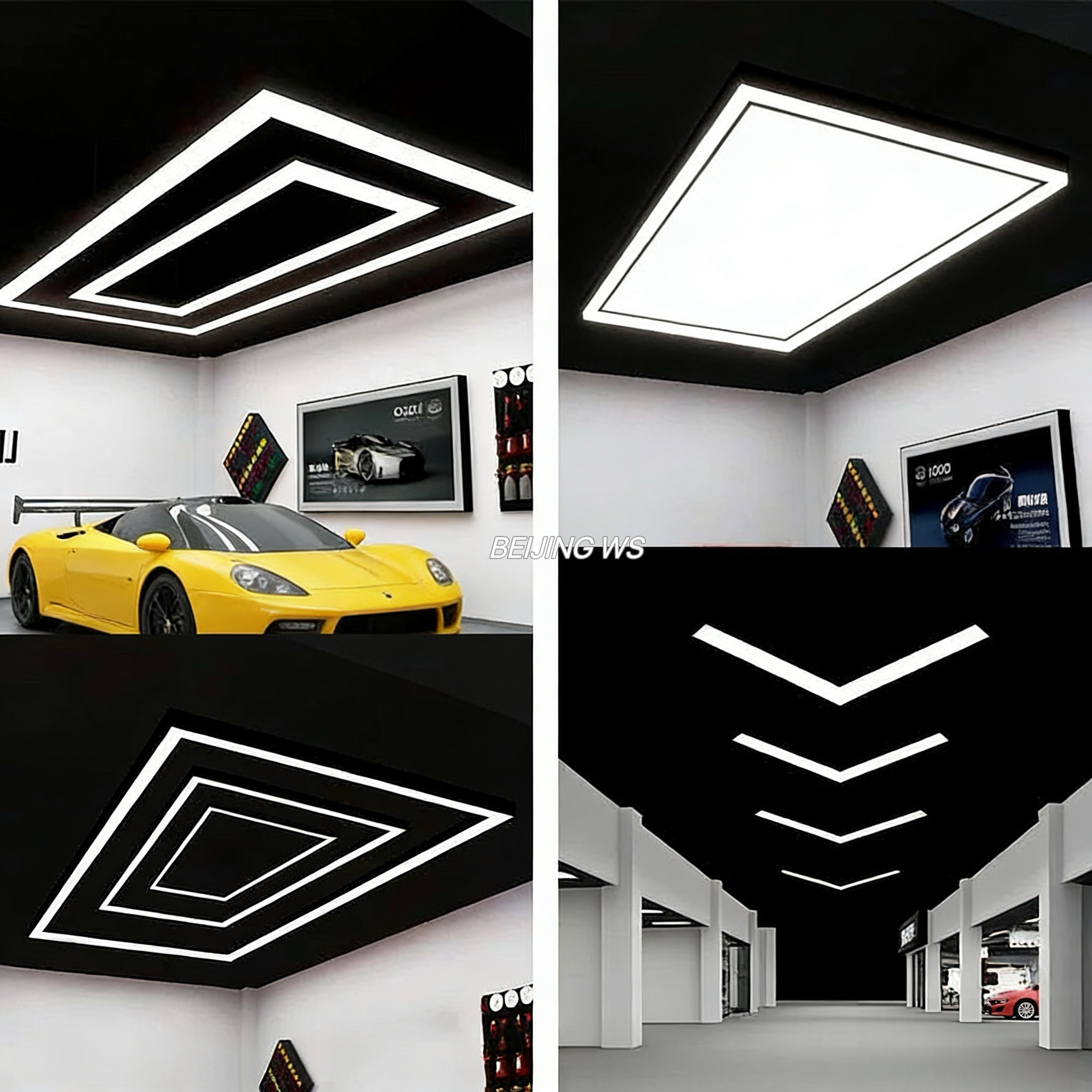Hexagonal LED Honeycomb Garage Light CE Certified Plug-and-Play Auto Detailing Shop Ceiling Lighting High CRI Car Wash Workshop