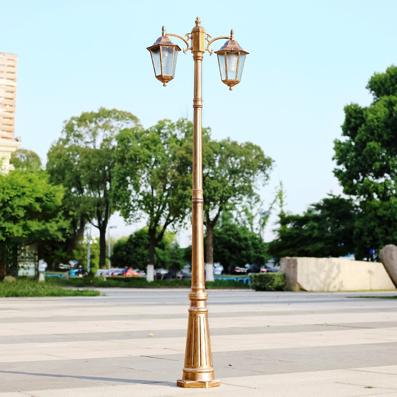 European-Style Double-Headed LED Antique Street Lamp 3m Outdoor Waterproof Retro Garden Lamp Poles Octagonal Courtyard Lighting
