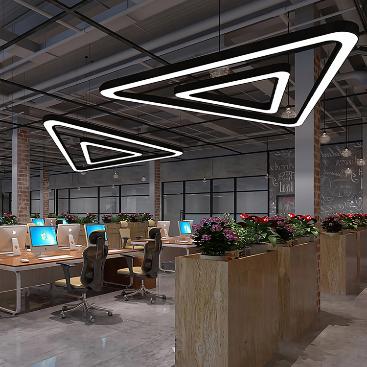 LED Triangle Linear Lights 110V-230V Metal Office Hexagonal Chandelier Hanging Lamp Acrylic Commercial Decorative Pendant Light