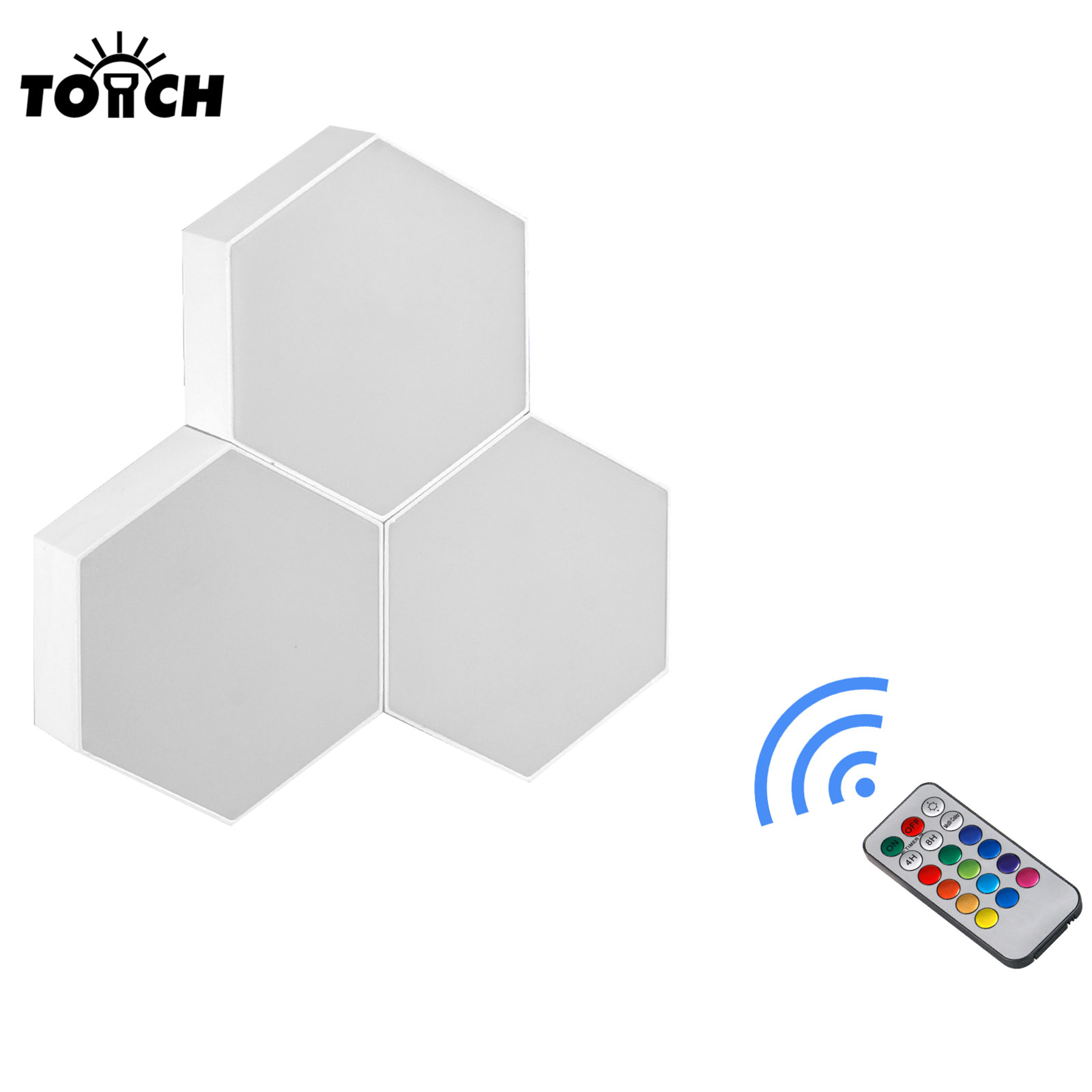 Colorful LED Night Light Creative Geometry Assembly Remote Control Hexagonal Wall Lamp for Living Room Bedroom DIY Decoration