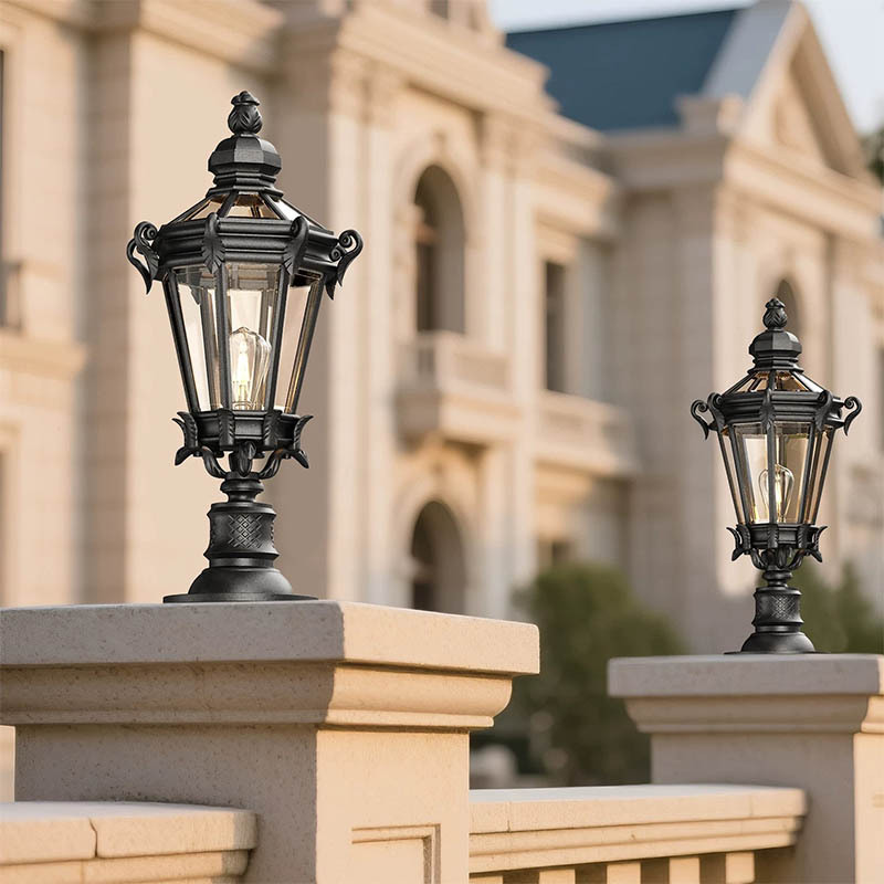 Retro Design Octagonal European Style Cast Aluminum IP65 Waterproof Electric Outdoor LED Wall Lamp 2700K Warm White for Garden