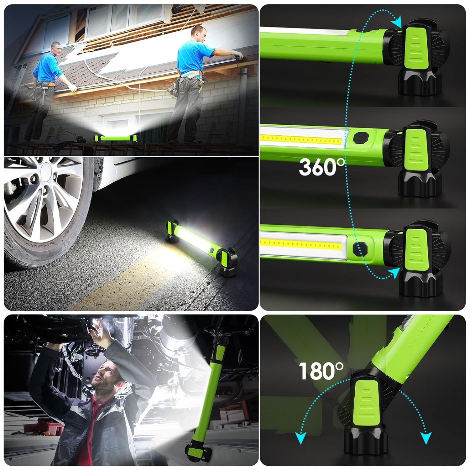 Rechargeable Work Light with 1200 LM Bright LED Magnetic Underhood for Car Repairing/Inspection/Garage/Workshop/Emergency