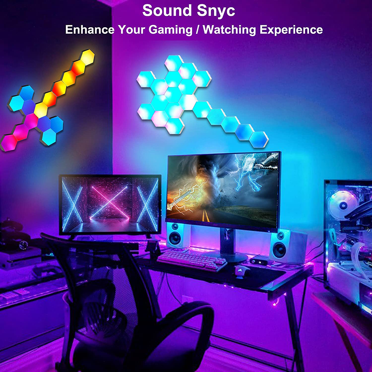 16 Million Colors DIY Geometry Splicing Hexagon Light Rgbic APP Control Cool Music Sync LED Gaming Light Smart Wall Lamp