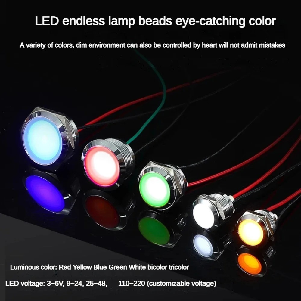 12mm 16mm 19mm 22mm LED Spherical Metal Indicator Light Flat Head Waterproof Pilot Lamp Mini Indicator Lights Led Panel Light
