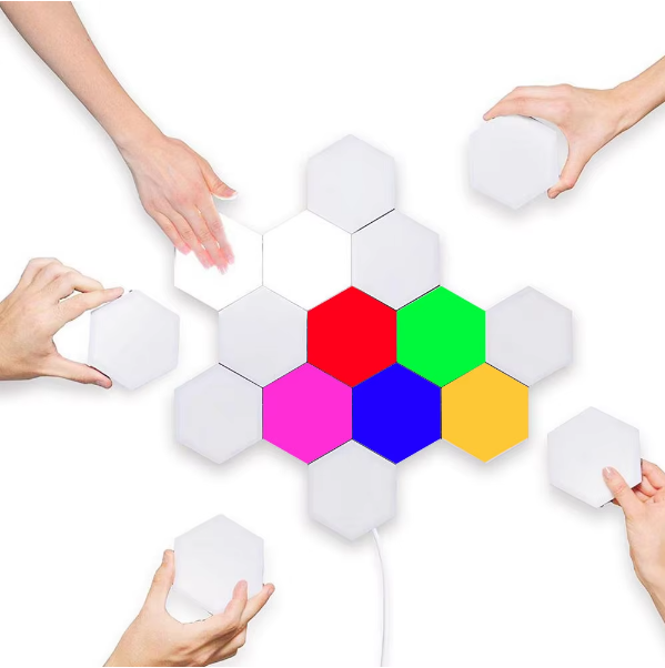 LED Panel Hexagonal Wall Lamp DIY Geometry Splicing Hex Honeycomb Night Light