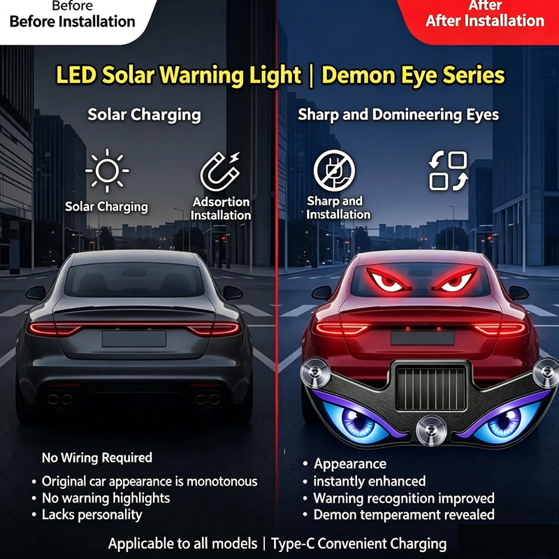 Cross-border Auto LED Solar Devil Eye Light, Triangle Window Decor Ambient Light, Breath Light, No Wiring Required