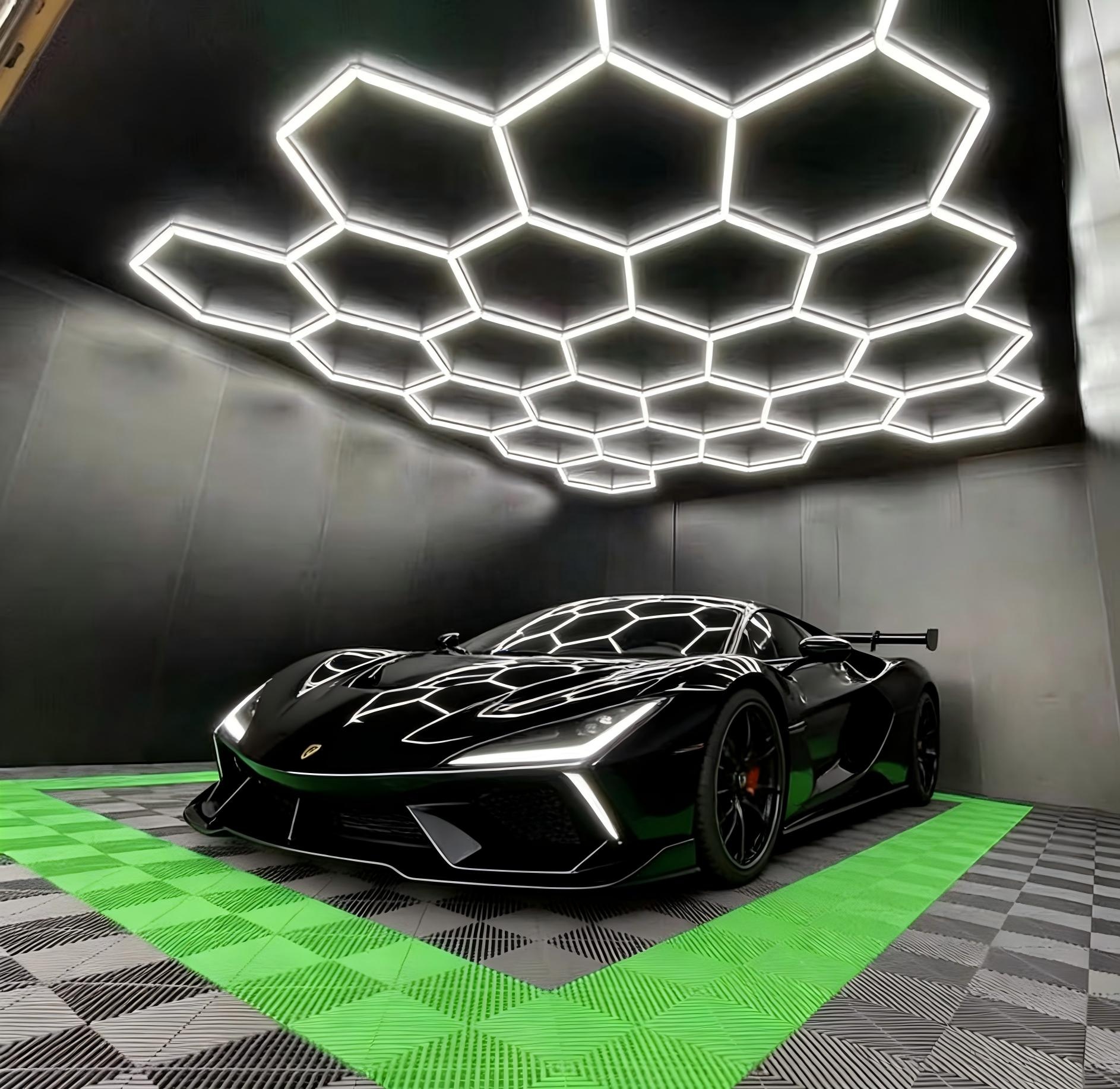 6000K IP66 Waterproof Plastic Hexagonal LED Honeycomb Ceiling Light for Garage &amp; Workshop with High Light Efficiency