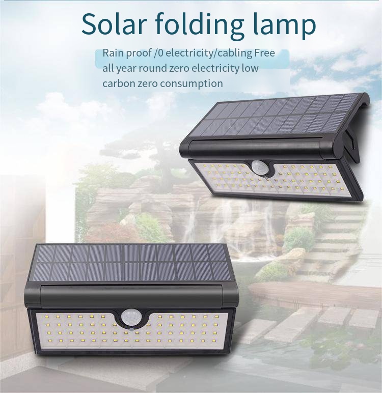 Solar LED Waterproof Outdoor Landscape Wall Light for Courtyard Garden IP65 Triangle Foldable Path Light Human Sensing Function