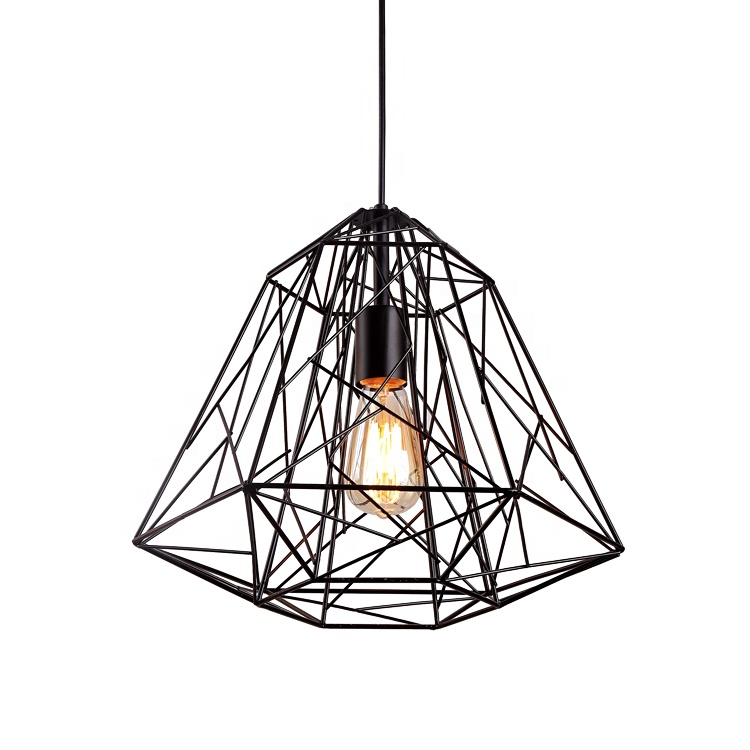 Rustic Retro Iron Dining Geometric Polygon Loft Pendant Light