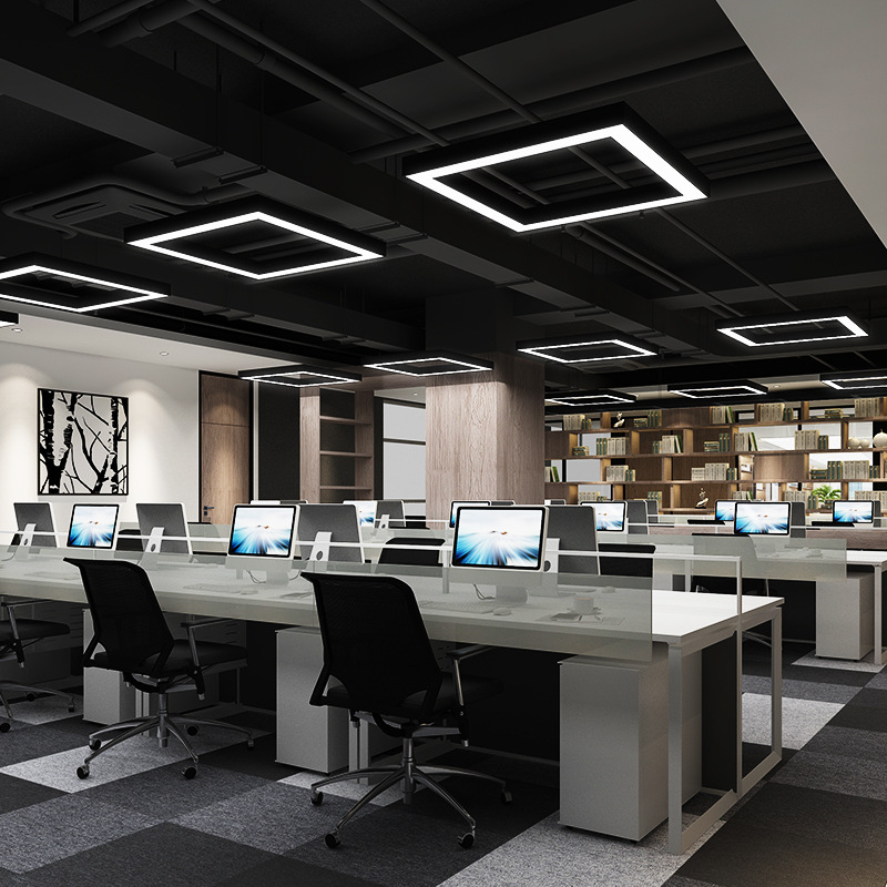 Customized Round Polygon Hollow Led Pendant Light Suspended Office Lighting Modern Dimmable Hanging Home Decorative Linear Light