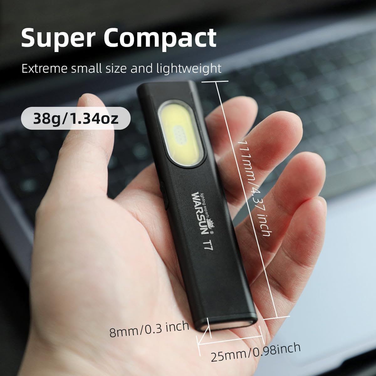 WARSUN New T7 500 Lumen Mini Portable Outdoor Rechargeable LED Torch Light Waterproof Magnetic Grip Work Pocket Flashlight