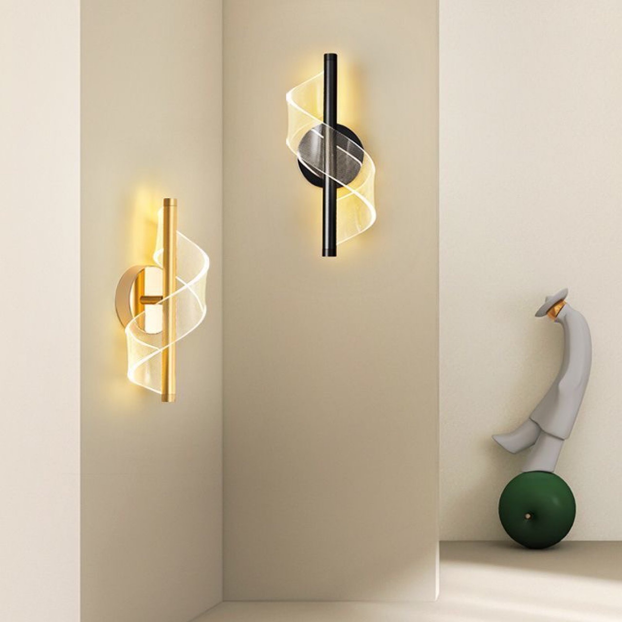 Nordic Design 5W Led Changeable Color Black Golden Acrylic Wall Lamp For Corridor Aisle