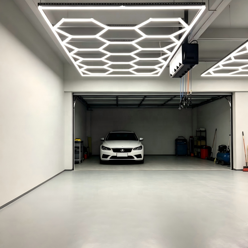 Car Detailing LED Ceiling Light Hexagon Honeycomb Modular Linkable Light Car Wash Bay Auto Detailing Shop Garage