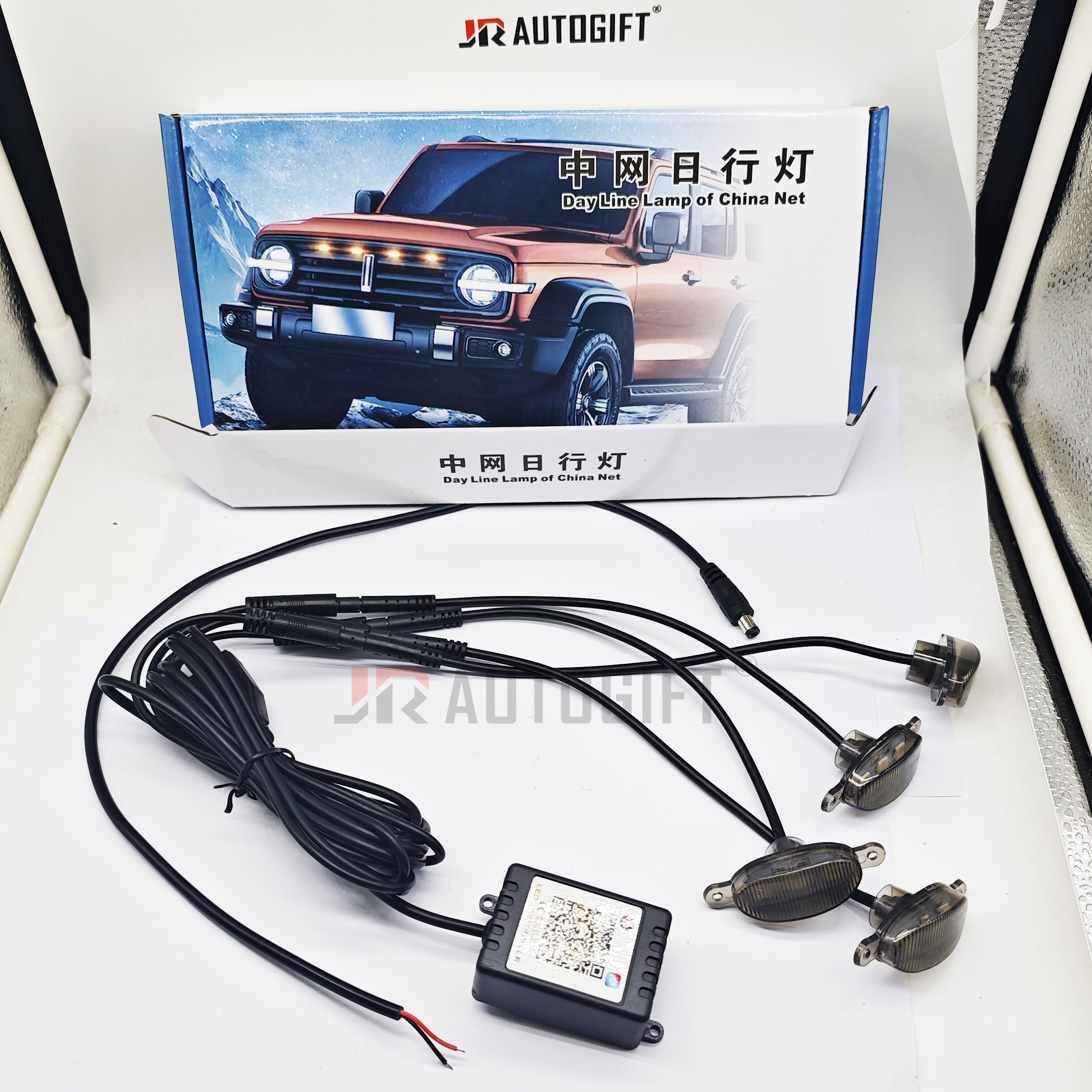 RGB Car Front Grille Light 4pcs in One APP Control 12V Led Grid Hood Light for Modify Off-road Vehicle Jeep SUV Decorative Lamp
