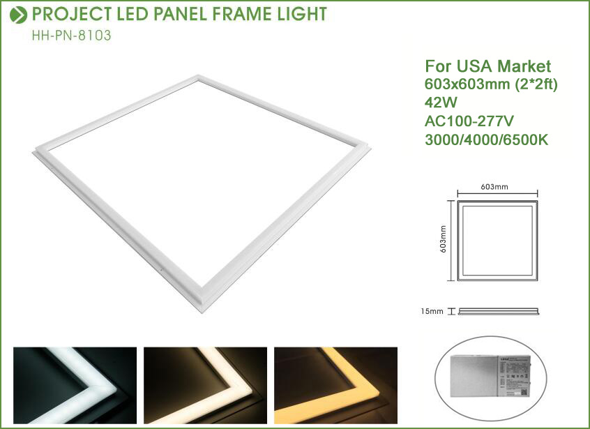 603x603mm 42W 2x2 LED Ceiling Grid Frame Light - LED Edge Lit - 3000-6500K