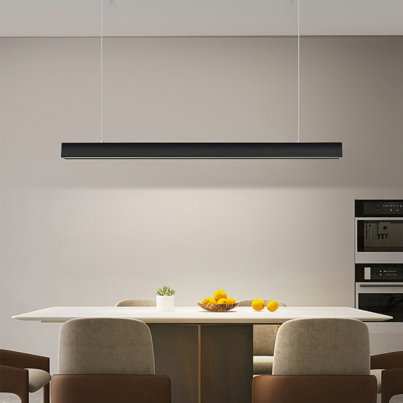 2024 Hot Led Project Office Home Dinner Pendant Light Minimalism Black Linear Light 1.6m Length 30W Suspend Light