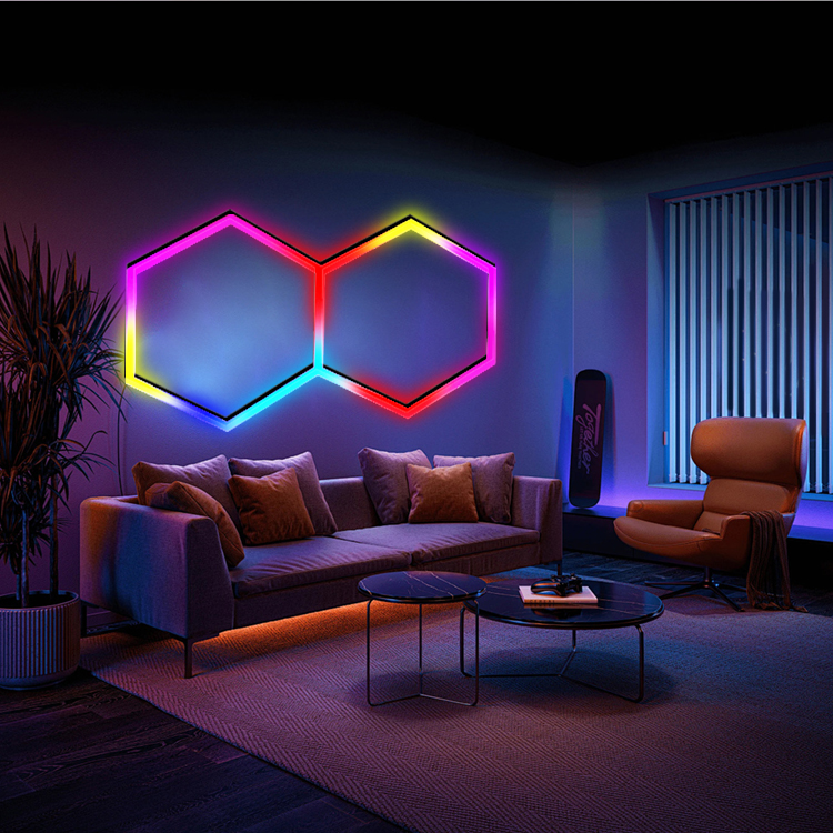 High-end Led Light Workshop Dimmable LED Hexagon Lights for Wall/Ceiling Garage Gym Gaming Room Music Room Studio