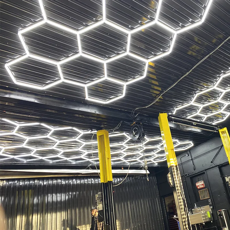 Car Workshop Honeycomb Light Geometric Design DIY High Lightness Hexagonal Garage Work Light Hexagon Led Light