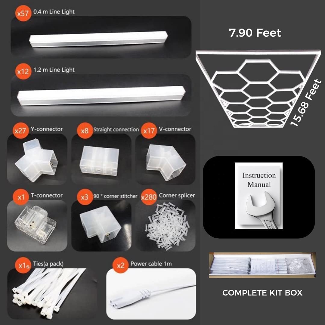 Professional Auto Car Beauty Led Hexagonal Car Detail Lights for Garage