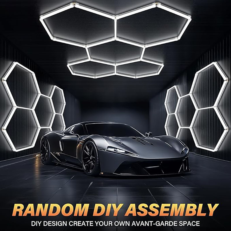 2025 China Factory Exhibition Hall Auto Showroom Hexagon Lighting for Car Shop and Carbarn Honeycomb Lights