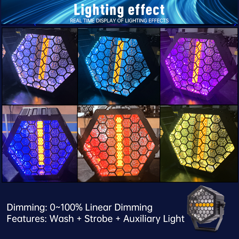 Hexagon Retro LED Stage Light DMX RGB Effect Light for Nightclub Disco Party Banquet Hall Performance