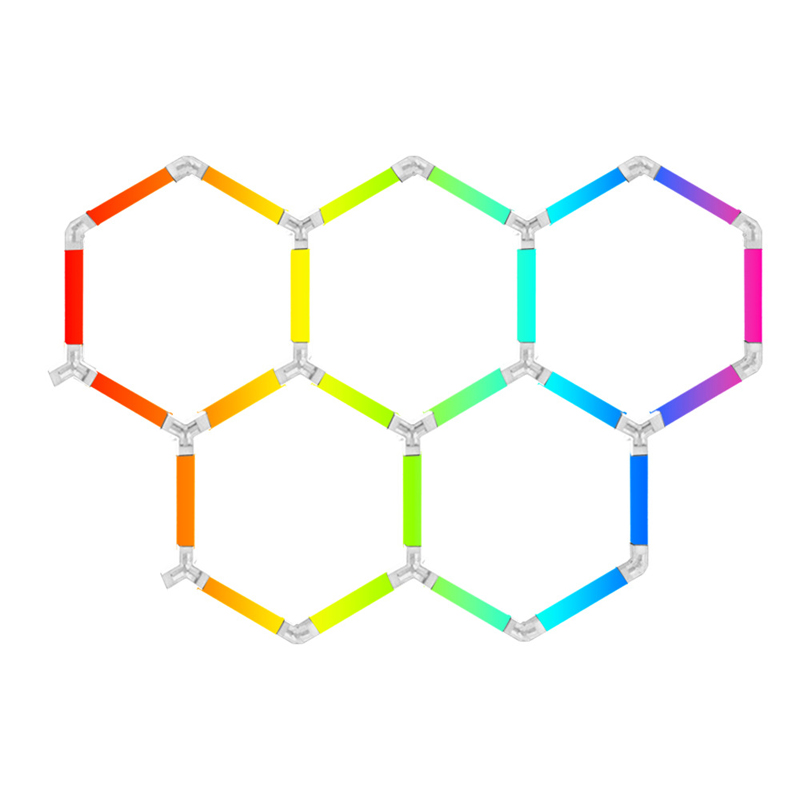 RGB Honeycomb Light 2-Hole DC24V Garage Light Bar Atmosphere Car Detailing Salon Multicolored Fantasy LED Light