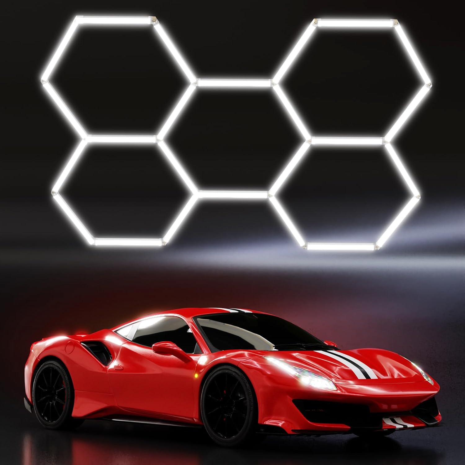 2025 China Factory Exhibition Hall Auto Showroom Hexagon Lighting for Car Shop and Carbarn Honeycomb Lights