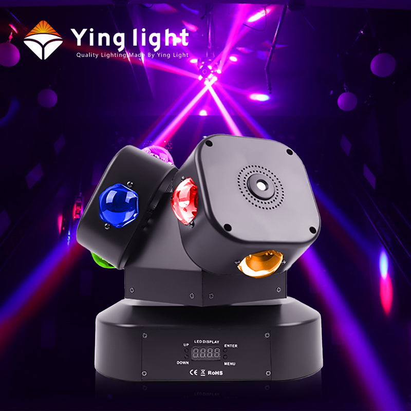 3 Heads Hot Wheel Rotation Moving Head Light 180W RGBW LED + Laser DMX512 Pyramid Design Hexagonal Lens for Stage Bar