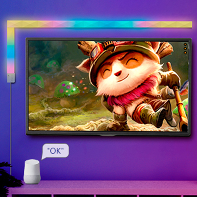 Banqcn Room Decoration Creative Smart Home DIY Geometry Splicing WIFI Music Sync Rgbic Color Changing Gaming Wall Lighting bar
