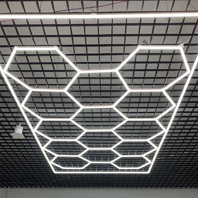Hanyin Hexagon Panel LED Ceiling Honeycomb Lights Car Workshop Garage Work Light