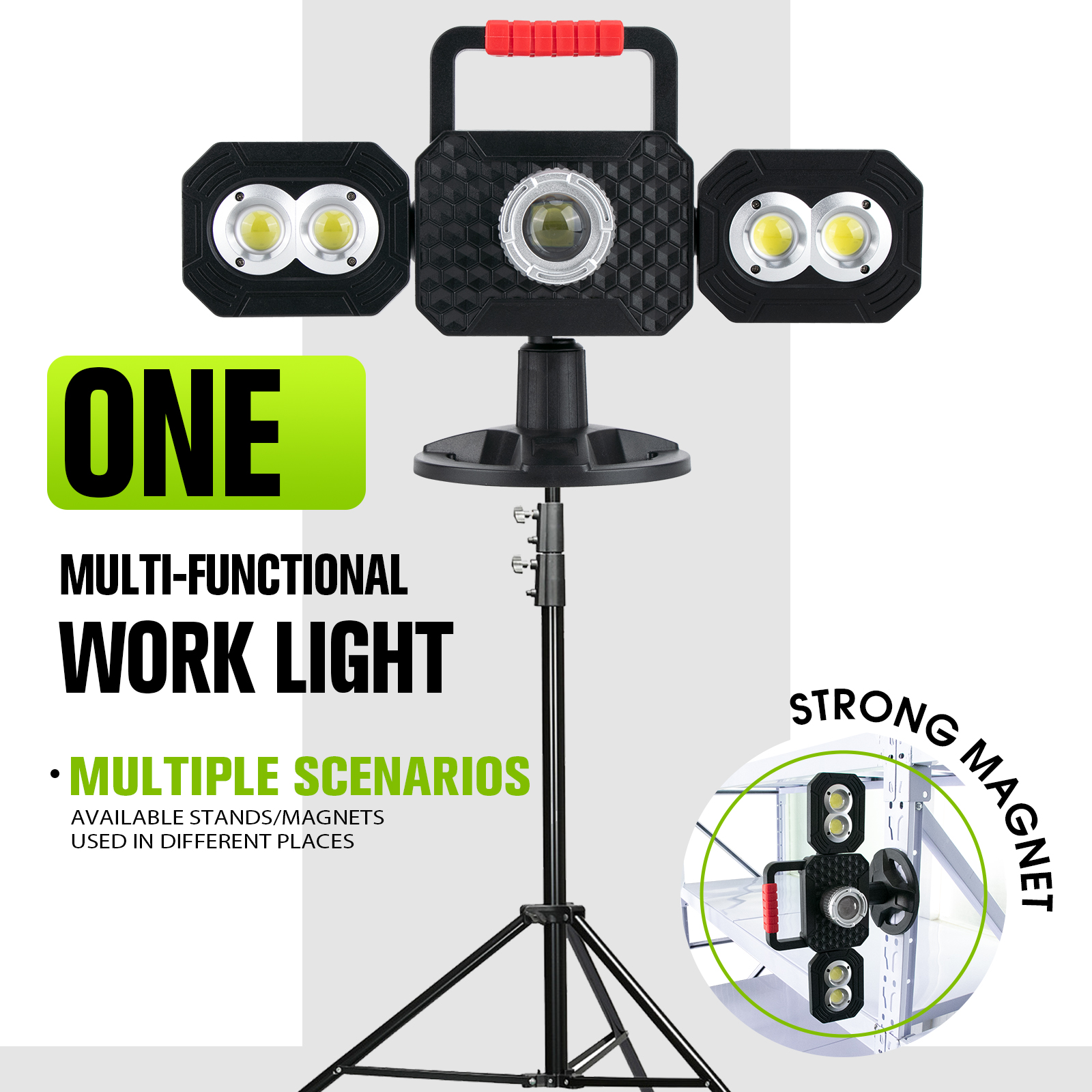 Multi-functional Folding Magnetic COB Work Light, Rechargeable High-brightness Tool Light, Portable Hand-held Maintenance Light