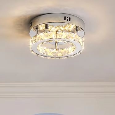 High-End Modern Geometric Circular LED Ceiling Light for Entrance Hall Closet 3500~4000K Color Iron Base for Living Room
