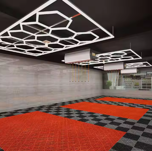 Hexagonal LED Garage Light Ceiling Decorative Light 5000K 6000K Honeycomb-shaped Gym Warehouse Grid Decoration
